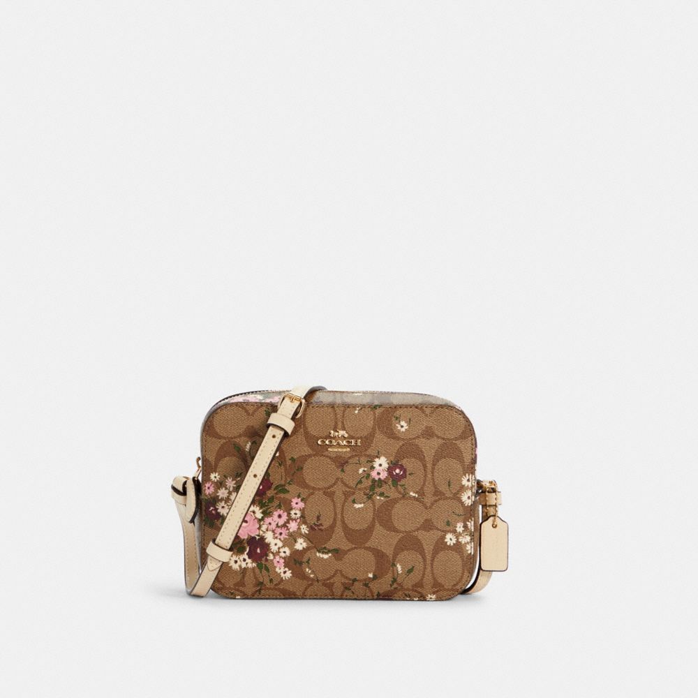 Coach Outlet Mini Camera Bag In Signature Canvas With Evergreen Floral Print