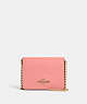 COACH®,MINI WALLET ON A CHAIN,Leather,Mini,Gold/Candy Pink,Front View