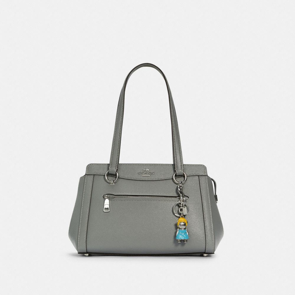 COACH®,DISNEY X COACH CINDERELLA BEAR BAG CHARM,Silver/BLUE MULTI,Angle View