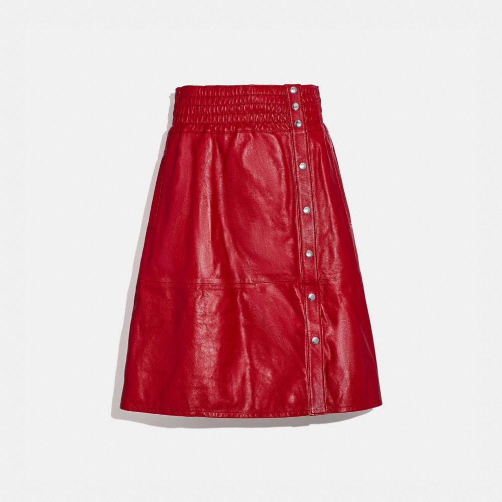 Smocked Leather Skirt COACH®
