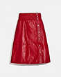 Smocked Leather Skirt