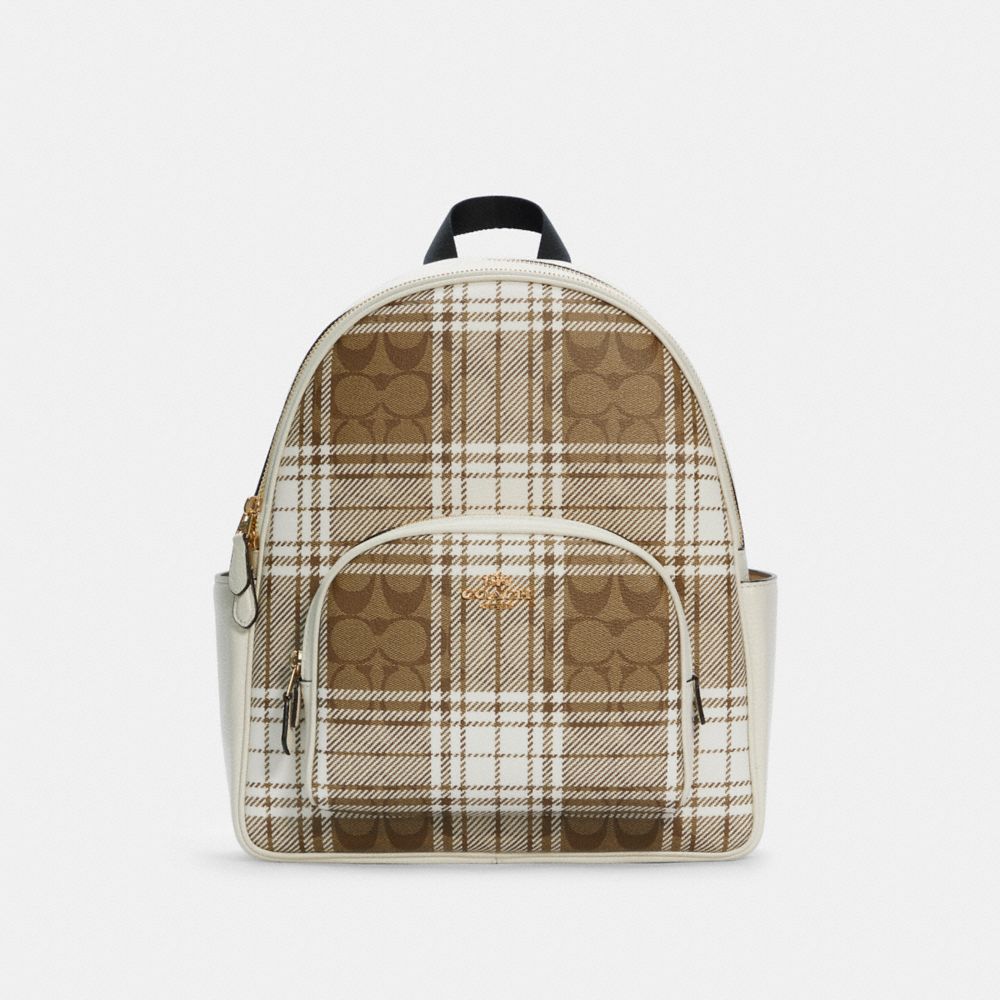 Court Backpack In Signature Canvas With Hunting Fishing Plaid Print -  COACH® Outlet