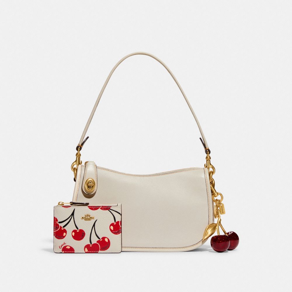 Swinger Bag With Cherry Bag Charm & Cherry Print Mini Skinny Id Case