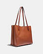 COACH®,WILLOW TOTE IN COLORBLOCK WITH SIGNATURE CANVAS INTERIOR,Pebble Leather,Large,Pewter/1941 Saddle Multi,Angle View