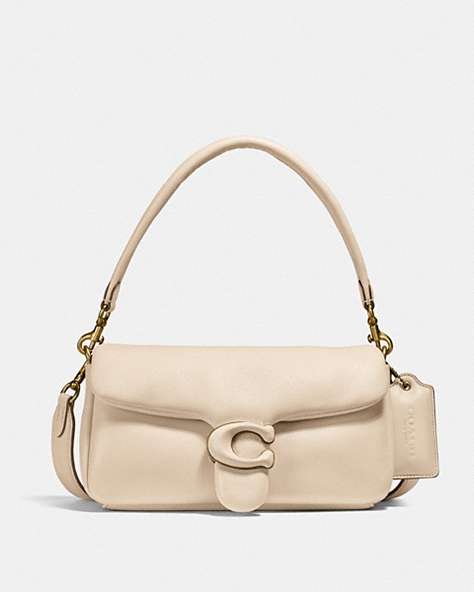 COACH®,PILLOW TABBY SHOULDER BAG 26,Smooth Leather,Small,Brass/Ivory,Front View