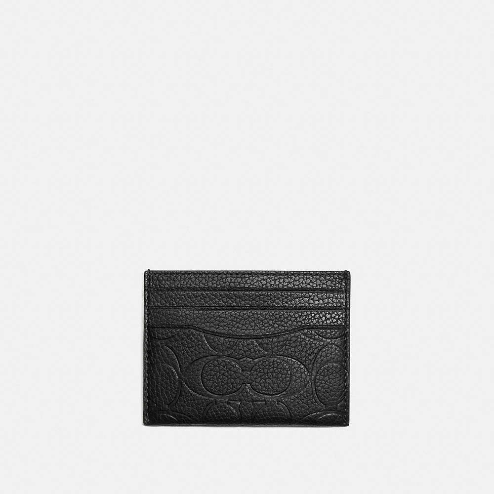 Coach Card Case In Signature Leather In Black