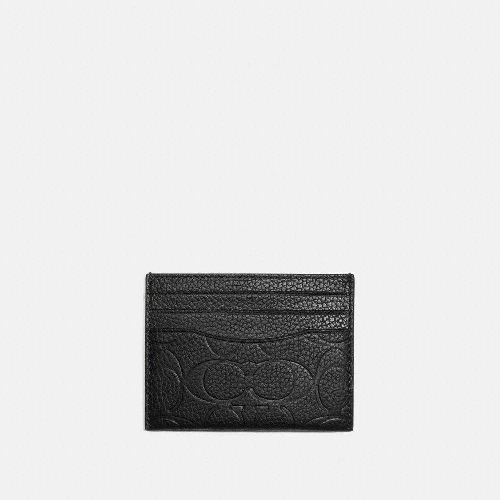 Coach Card Case In Signature Leather In Black