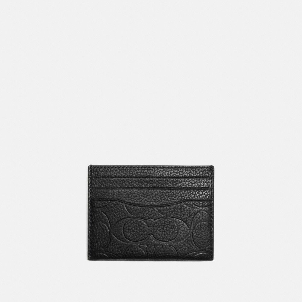 Coach Card Case In Signature Leather In Black