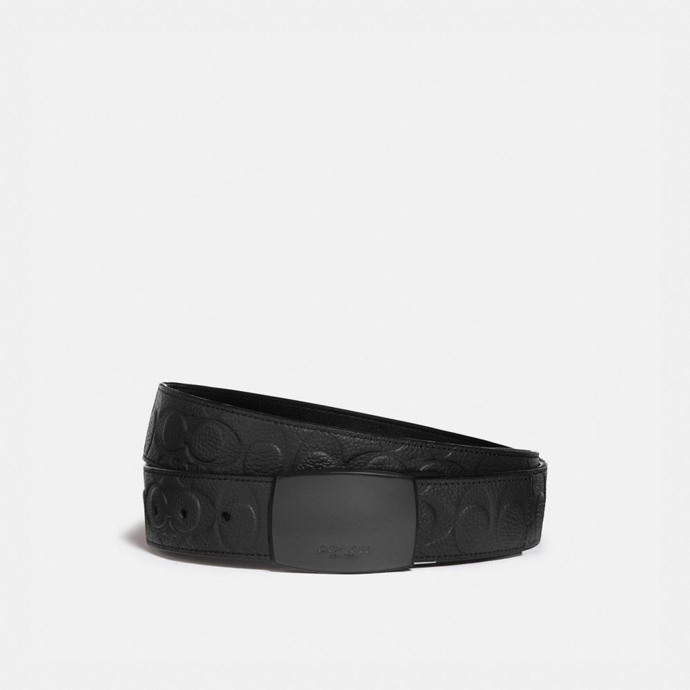 Coach Plaque Buckle Cut To Size Reversible Belt, 38mm In Black