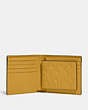 COACH®,3-IN-1 WALLET IN SIGNATURE LEATHER,Pebble Leather,Mini,Yellow Gold,Inside View,Top View