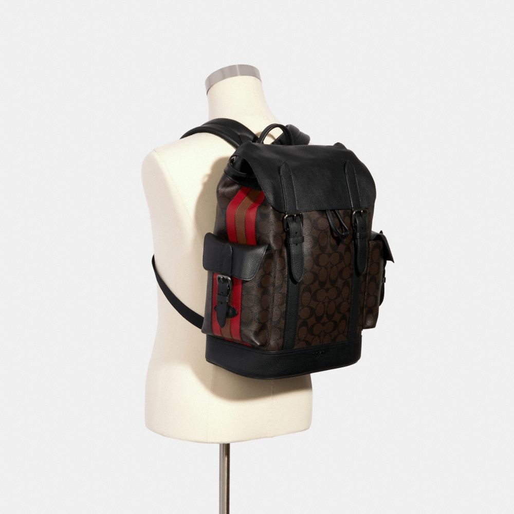 COACH® Outlet Hudson Backpack In Signature Canvas With Varsity Stripe