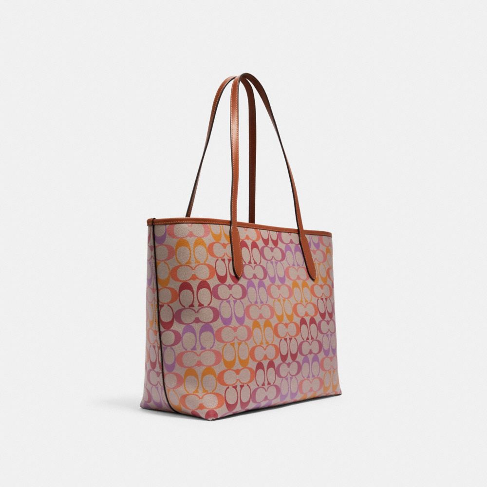 COACH® Outlet | City Tote In Rainbow Signature Canvas