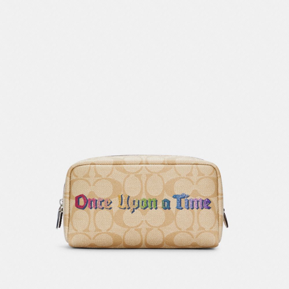Coach Outlet Disney X Coach Small Boxy Cosmetic Case In Signature Canvas With Once Upon A Time