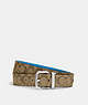 COACH®,ROLLER BUCKLE CUT-TO-SIZE REVERSIBLE BELT, 38MM,Leather,Silver/Khaki/Racer Blue,Front View
