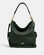COACH®,PENNIE SHOULDER BAG,Leather,Large,Gold/Amazon Green,Front View