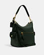 COACH®,PENNIE SHOULDER BAG,Leather,Large,Gold/Amazon Green,Angle View