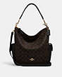 COACH®,PENNIE SHOULDER BAG IN SIGNATURE CANVAS,Leather,Large,Gold/Brown Black,Front View