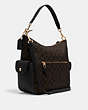 COACH®,PENNIE SHOULDER BAG IN SIGNATURE CANVAS,Leather,Large,Gold/Brown Black,Angle View