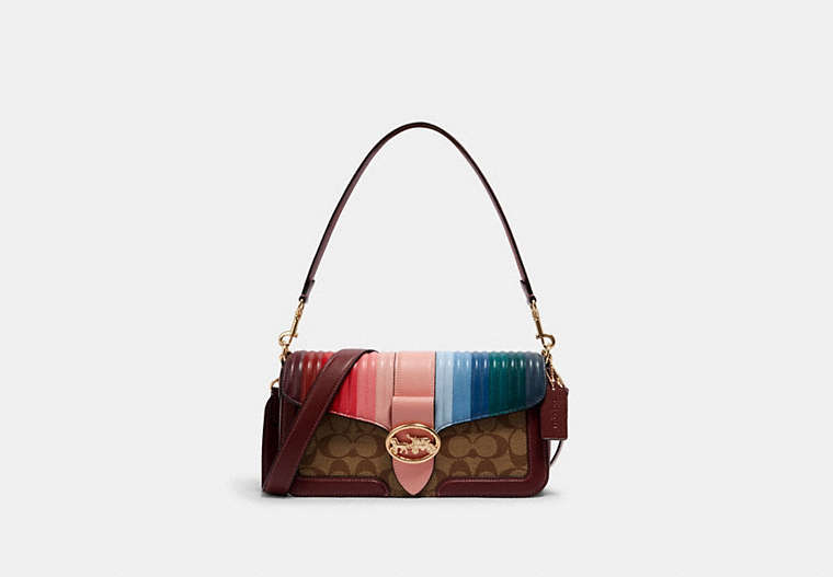 Georgie Shoulder Bag In Signature Canvas With Rainbow Linear Quilting