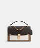 COACH®,LANE SHOULDER BAG IN BLOCKED SIGNATURE CANVAS,Signature Coated Canvas,Large,Gold/Khaki Brown Multi,Front View
