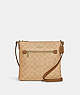 COACH®,ROWAN FILE BAG IN SIGNATURE CANVAS,pvc,Small,Everyday,Gold/Lt Khaki/Lt Saddle,Front View