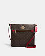 COACH®,ROWAN FILE BAG IN SIGNATURE CANVAS,pvc,Small,Everyday,Gold/Brown 1941 Red,Front View