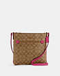 COACH®,ROWAN FILE BAG IN SIGNATURE CANVAS,pvc,Small,Everyday,Gold/Khaki/Bold Pink,Front View