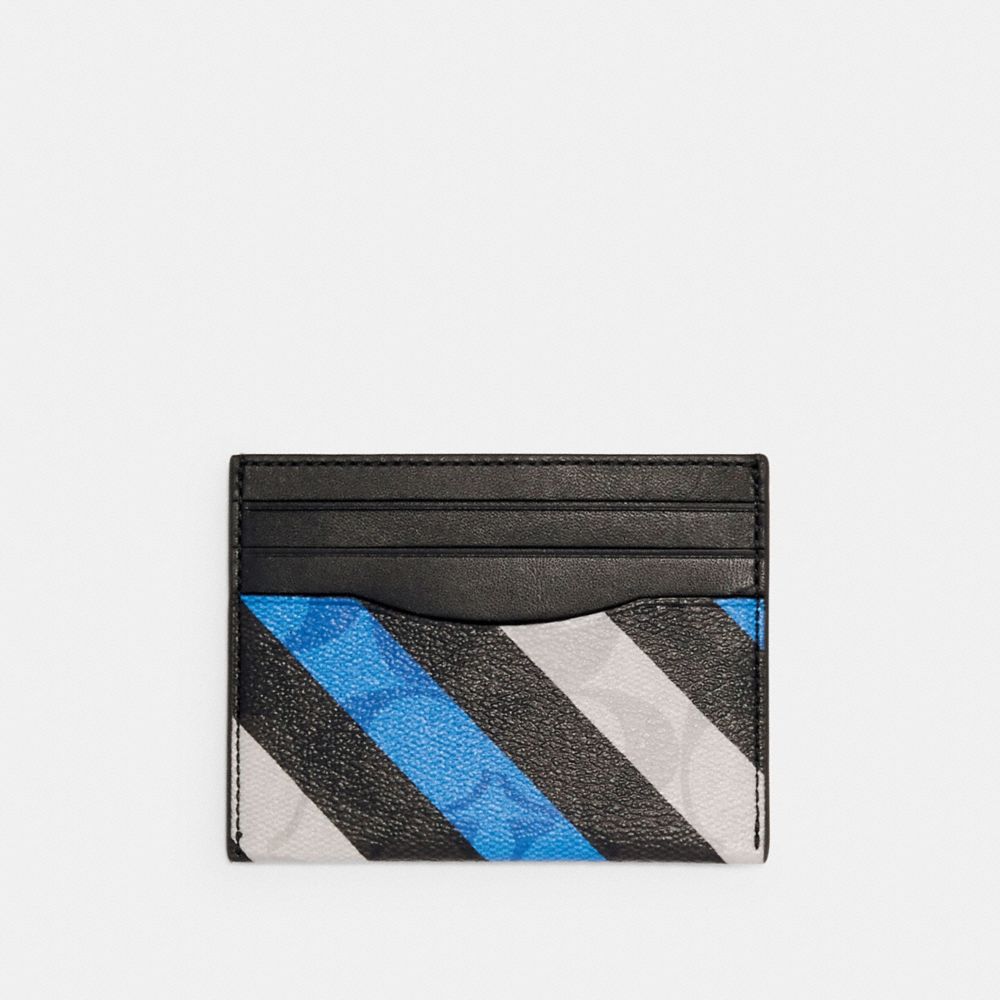 COACH® Outlet Slim Card Case In Signature Canvas With Diagonal Stripe