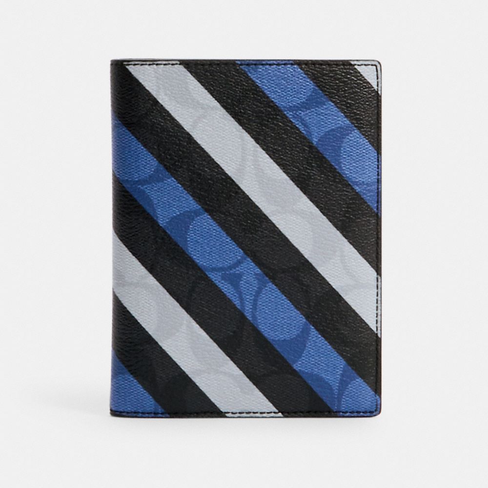 COACH® Outlet Passport Case In Signature Canvas With Diagonal Stripe