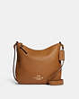 COACH®,ELLIE FILE BAG,Pebbled Leather,Medium,Everyday,Gold/Light Saddle,Front View