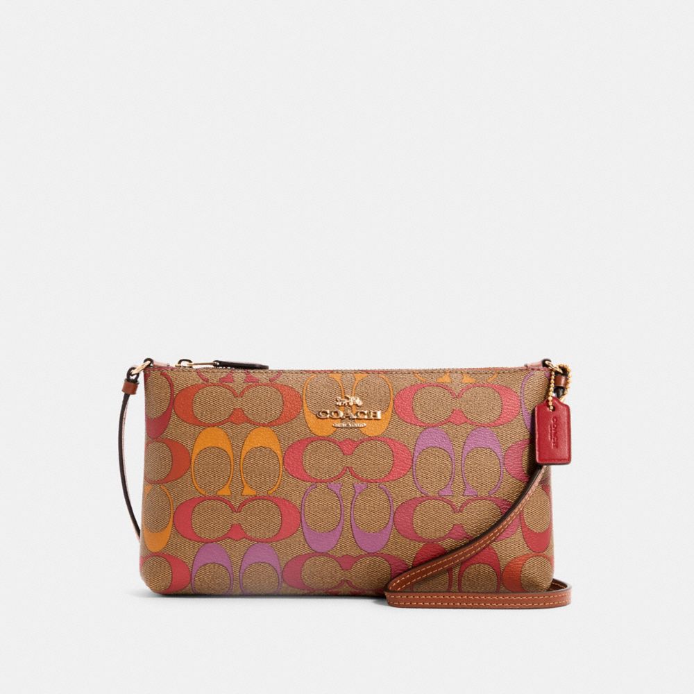 COACH® Outlet Zip Top Crossbody In Rainbow Signature Canvas