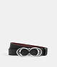 COACH®,SIGNATURE BUCKLE BELT, 25MM,Leather,Silver/Black Wine,Front View