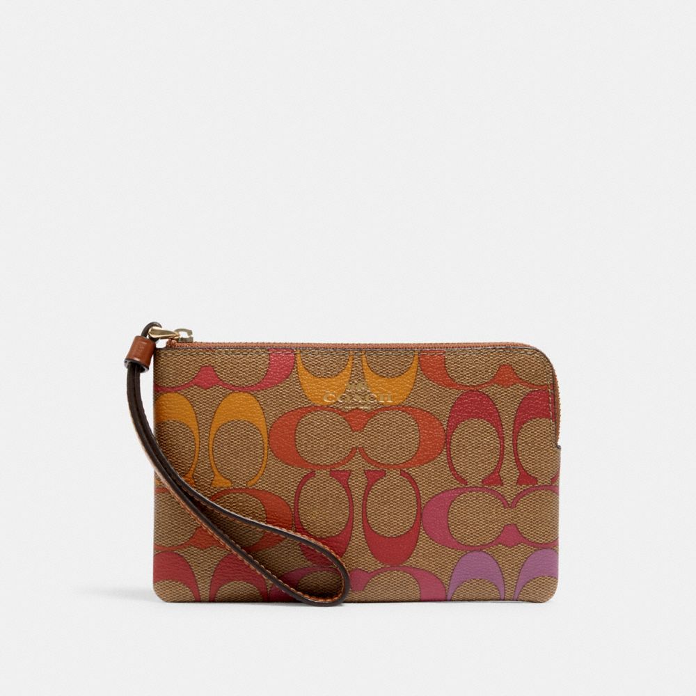 COACH® Outlet Corner Zip Wristlet In Rainbow Signature Canvas
