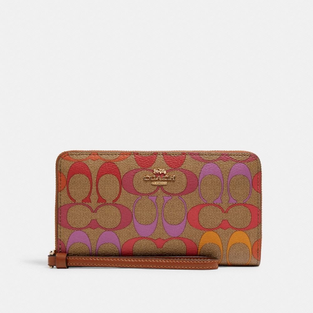 COACH® Outlet | Large Phone Wallet In Rainbow Signature Canvas