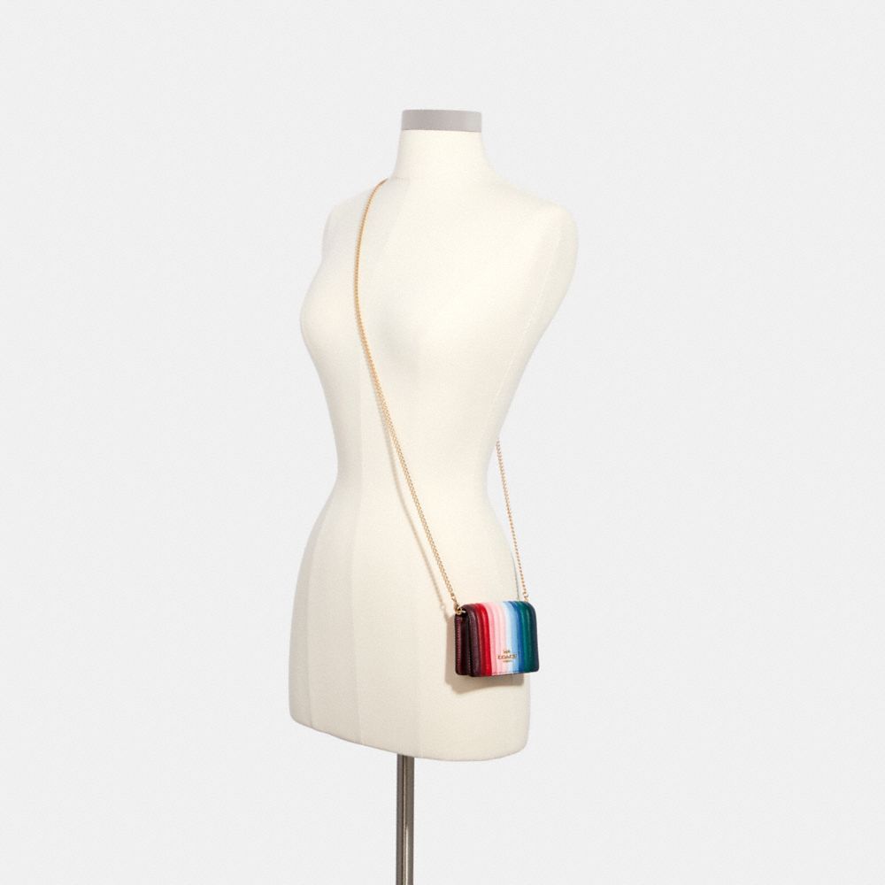 COACH® Outlet Mini Wallet On A Chain With Rainbow Linear Quilting