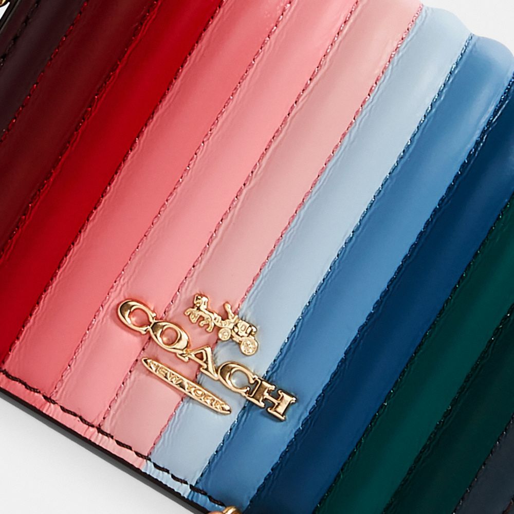 COACH® Outlet Mini Wallet On A Chain With Rainbow Linear Quilting