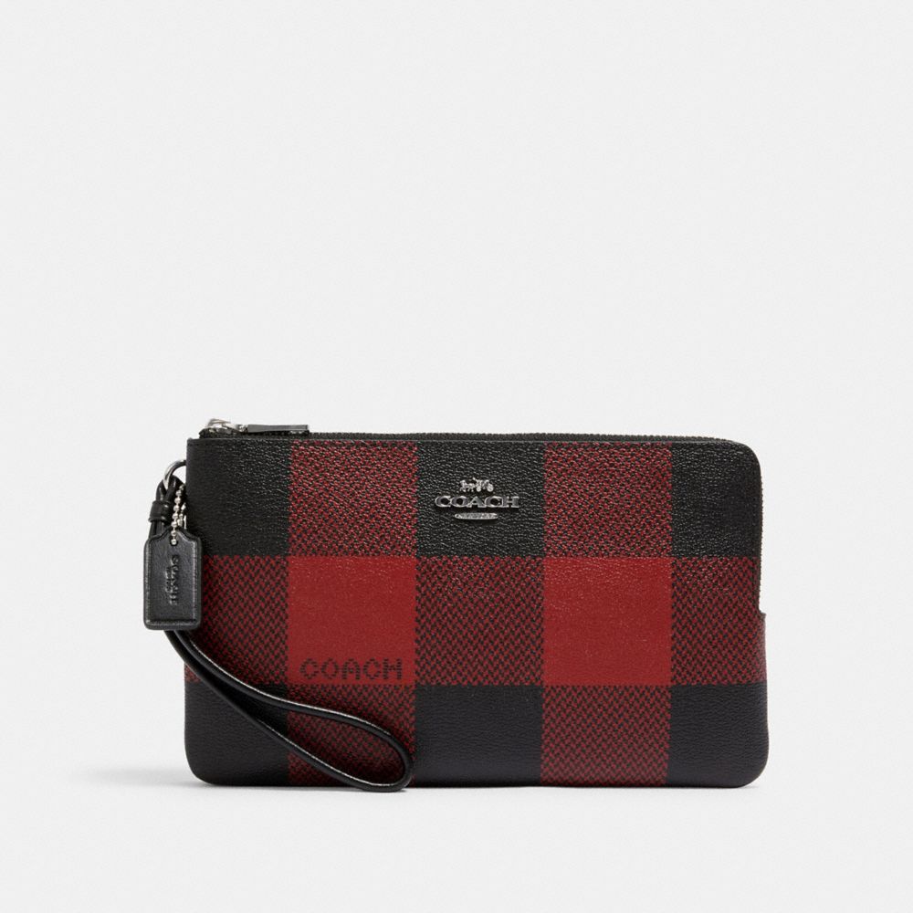 coach-outlet-double-zip-wallet-with-buffalo-plaid-print