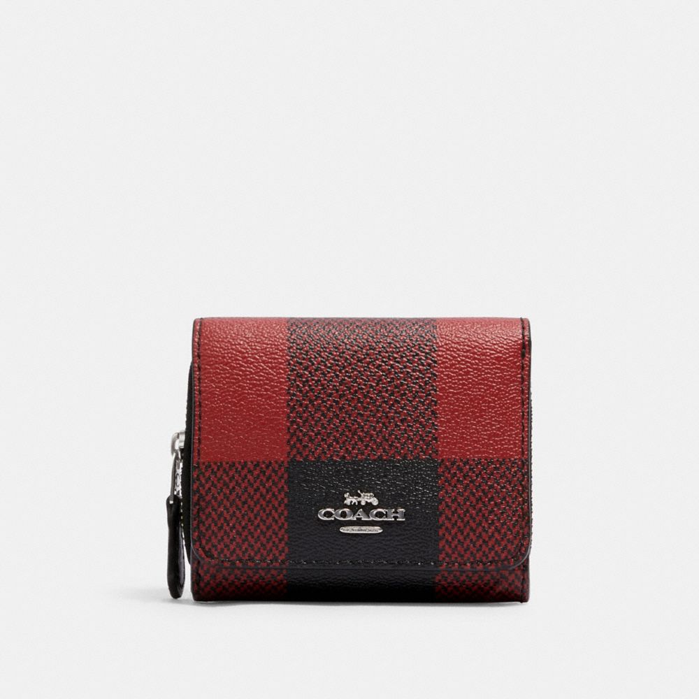 coach-outlet-small-trifold-wallet-with-buffalo-plaid-print