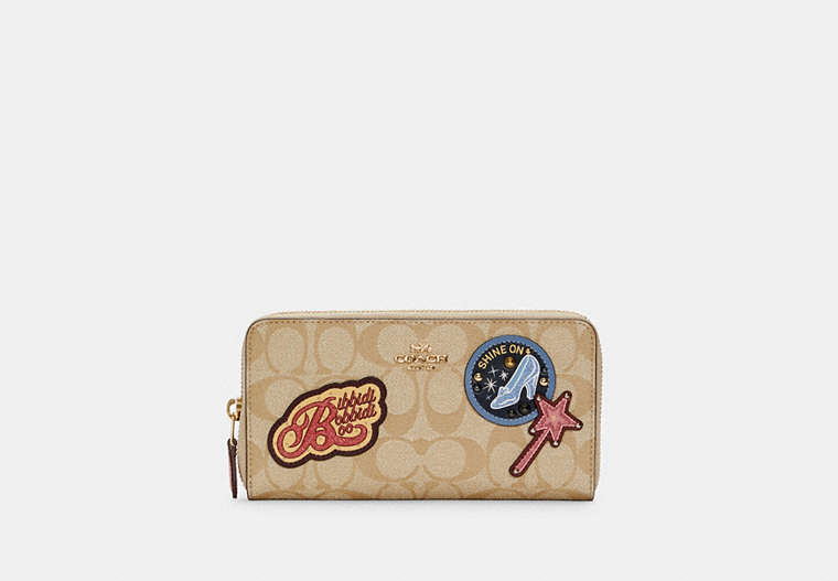 Disney X Coach Accordion Zip Wallet In Signature Canvas With Patches image number 0