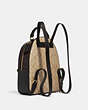 COACH®,JORDYN BACKPACK IN BLOCKED SIGNATURE CANVAS,pvc,Large,Im/Light Khaki/Brown Multi,Angle View