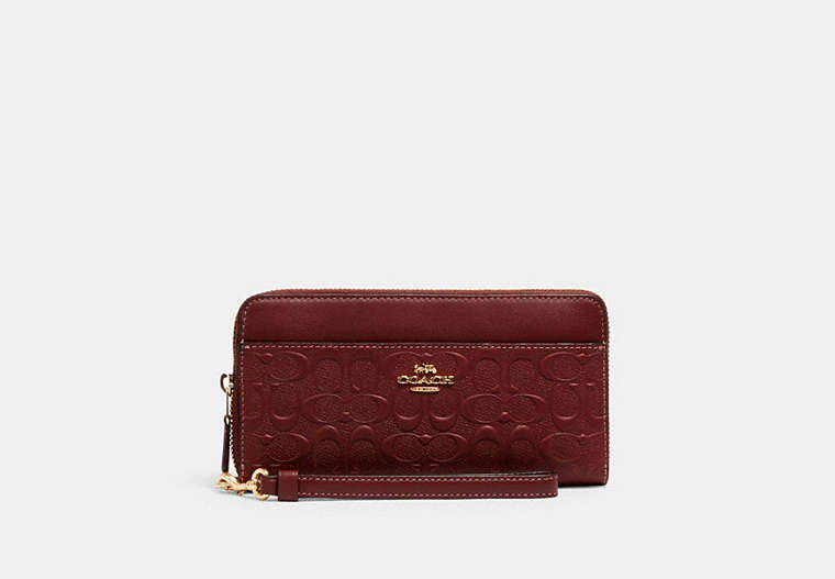 Accordion Zip Wallet With Wristlet Strap In Signature Leather