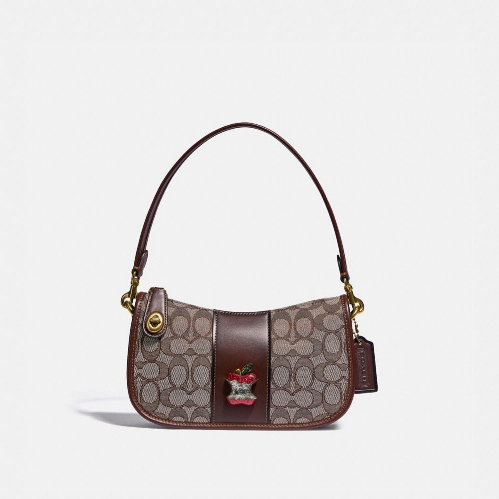 coach swinger bag in signature jacquard brown