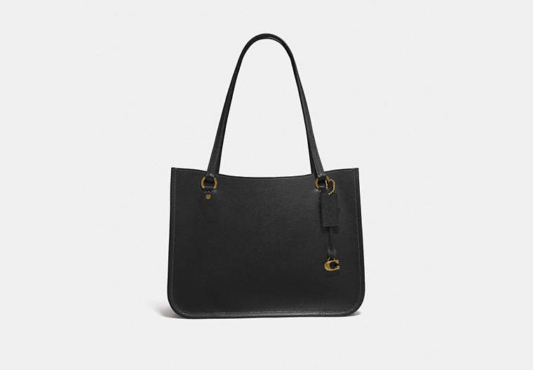COACH®,TYLER CARRYALL,Pebbled Leather,Large,Brass/Black,Front View