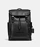 COACH®,LEAGUE FLAP BACKPACK,Smooth Leather,Large,Black Copper/Black,Front View
