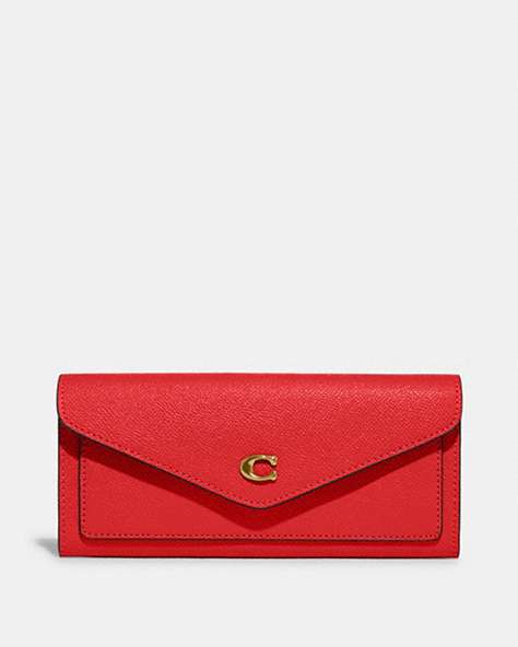 COACH®,WYN SOFT WALLET,Leather,Brass/Sport Red,Front View