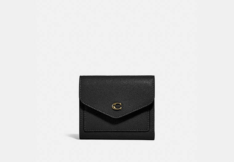 COACH®,WYN SMALL WALLET,Leather,Light Gold/Black,Front View
