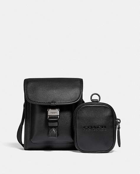 COACH®,CHARTER NORTH/SOUTH CROSSBODY WITH HYBRID POUCH,Smooth Leather,Mini,Black,Front View