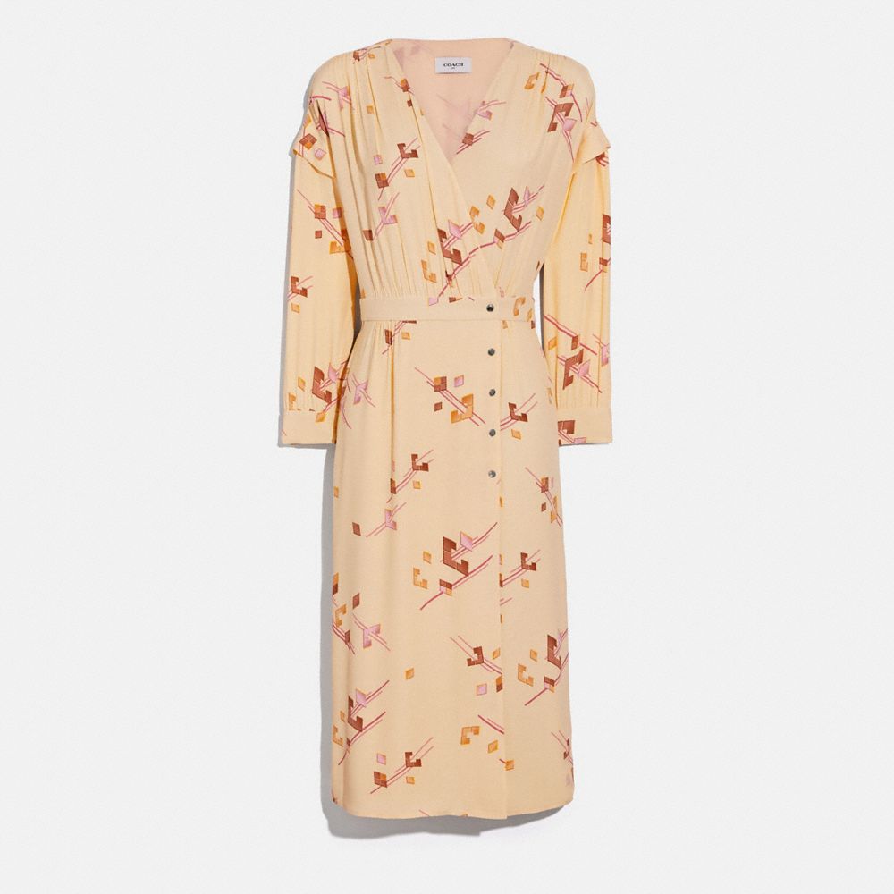 COACH® Crepe Draped Midi Dress