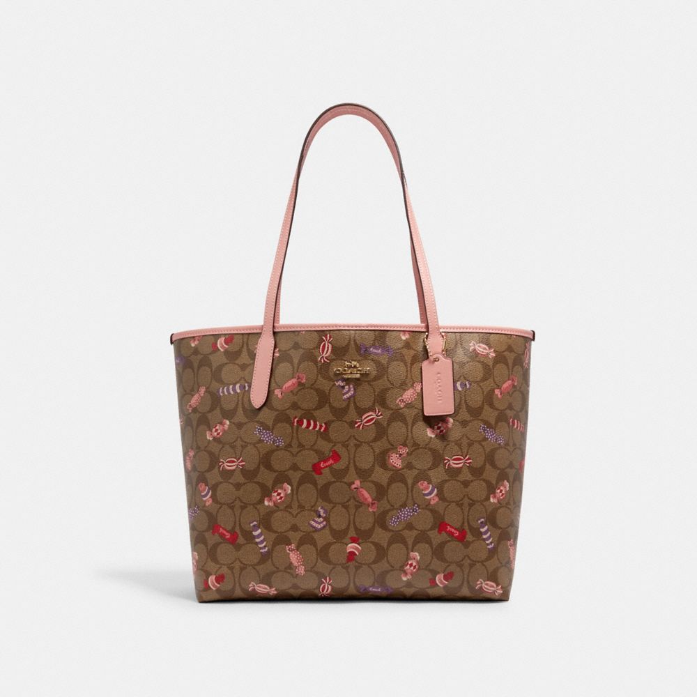 COACH® Outlet | City Tote In Signature Canvas With Candy Print