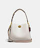 COACH®,WILLOW SHOULDER BAG IN COLORBLOCK,Pebble Leather,Large,Brass/Chalk Multi,Front View